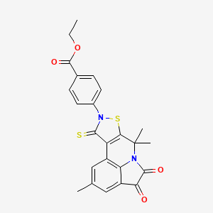 molecular formula C24H20N2O4S2 B4695704 ethyl 4-(2,7,7-trimethyl-4,5-dioxo-10-thioxo-4,5,7,10-tetrahydro-9H-isothiazolo[5,4-c]pyrrolo[3,2,1-ij]quinolin-9-yl)benzoate 