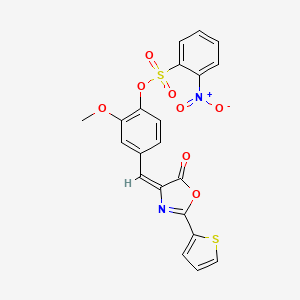 molecular formula C21H14N2O8S2 B4695711 2-methoxy-4-{[5-oxo-2-(2-thienyl)-1,3-oxazol-4(5H)-ylidene]methyl}phenyl 2-nitrobenzenesulfonate 