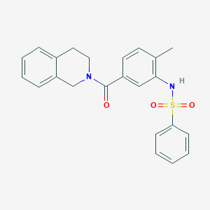 molecular formula C23H22N2O3S B4695729 N-[5-(3,4-dihydro-2(1H)-isoquinolinylcarbonyl)-2-methylphenyl]benzenesulfonamide 
