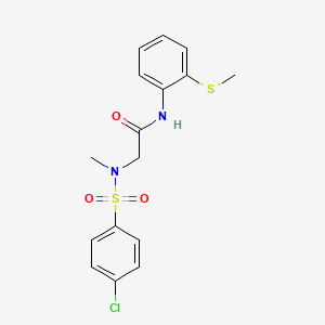 molecular formula C16H17ClN2O3S2 B4695806 N~2~-[(4-chlorophenyl)sulfonyl]-N~2~-methyl-N~1~-[2-(methylthio)phenyl]glycinamide 