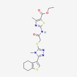 molecular formula C20H23N5O3S3 B4695859 ethyl 4-methyl-2-[({[4-methyl-5-(4,5,6,7-tetrahydro-1-benzothien-3-yl)-4H-1,2,4-triazol-3-yl]thio}acetyl)amino]-1,3-thiazole-5-carboxylate 