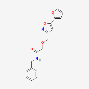 molecular formula C17H16N2O4 B4695864 N-benzyl-2-{[5-(2-furyl)-3-isoxazolyl]methoxy}acetamide 