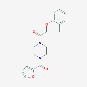 molecular formula C18H20N2O4 B469596 1-[4-(Furan-2-carbonyl)piperazin-1-yl]-2-(2-methylphenoxy)ethanone CAS No. 881599-25-3