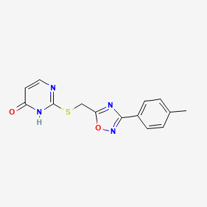 molecular formula C14H12N4O2S B4695983 2-({[3-(4-methylphenyl)-1,2,4-oxadiazol-5-yl]methyl}thio)-4(3H)-pyrimidinone 