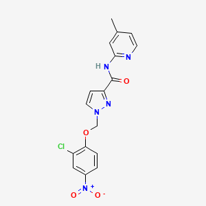 molecular formula C17H14ClN5O4 B4696004 1-[(2-chloro-4-nitrophenoxy)methyl]-N-(4-methyl-2-pyridinyl)-1H-pyrazole-3-carboxamide 