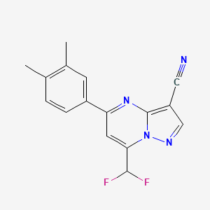 molecular formula C16H12F2N4 B4696051 7-(difluoromethyl)-5-(3,4-dimethylphenyl)pyrazolo[1,5-a]pyrimidine-3-carbonitrile 