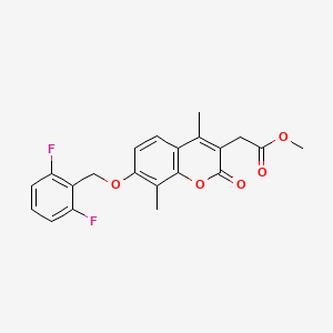 molecular formula C21H18F2O5 B4696072 methyl {7-[(2,6-difluorobenzyl)oxy]-4,8-dimethyl-2-oxo-2H-chromen-3-yl}acetate 