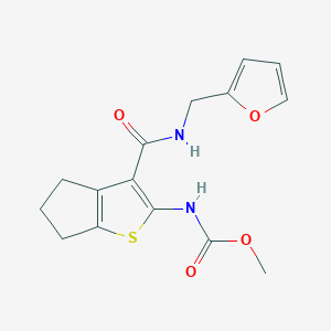molecular formula C15H16N2O4S B4696098 methyl (3-{[(2-furylmethyl)amino]carbonyl}-5,6-dihydro-4H-cyclopenta[b]thien-2-yl)carbamate 