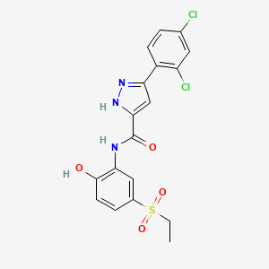 molecular formula C18H15Cl2N3O4S B4696104 5-(2,4-dichlorophenyl)-N-[5-(ethylsulfonyl)-2-hydroxyphenyl]-1H-pyrazole-3-carboxamide 
