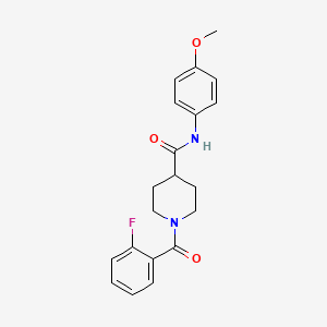 molecular formula C20H21FN2O3 B4696128 1-(2-fluorobenzoyl)-N-(4-methoxyphenyl)-4-piperidinecarboxamide 