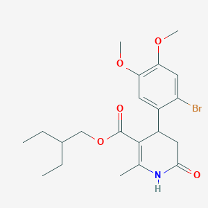 molecular formula C21H28BrNO5 B4696135 2-ethylbutyl 4-(2-bromo-4,5-dimethoxyphenyl)-2-methyl-6-oxo-1,4,5,6-tetrahydro-3-pyridinecarboxylate 