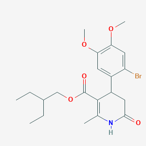 molecular formula C21H28BrNO5 B4696135 2-Ethylbutyl 4-(2-bromo-4,5-dimethoxyphenyl)-2-methyl-6-oxo-1,4,5,6-tetrahydropyridine-3-carboxylate 