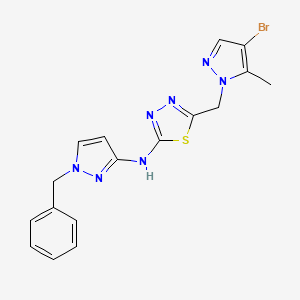 molecular formula C17H16BrN7S B4696143 N-(1-benzyl-1H-pyrazol-3-yl)-5-[(4-bromo-5-methyl-1H-pyrazol-1-yl)methyl]-1,3,4-thiadiazol-2-amine 