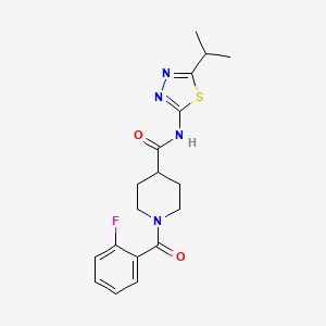 molecular formula C18H21FN4O2S B4696159 1-(2-fluorobenzoyl)-N-(5-isopropyl-1,3,4-thiadiazol-2-yl)-4-piperidinecarboxamide 
