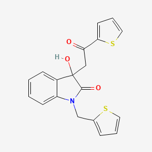 molecular formula C19H15NO3S2 B4696164 3-hydroxy-3-[2-oxo-2-(2-thienyl)ethyl]-1-(2-thienylmethyl)-1,3-dihydro-2H-indol-2-one 