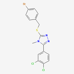 molecular formula C16H12BrCl2N3S B4696183 3-[(4-bromobenzyl)thio]-5-(3,4-dichlorophenyl)-4-methyl-4H-1,2,4-triazole 