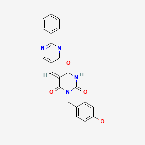 molecular formula C23H18N4O4 B4696186 1-(4-methoxybenzyl)-5-[(2-phenyl-5-pyrimidinyl)methylene]-2,4,6(1H,3H,5H)-pyrimidinetrione 