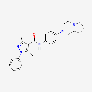 molecular formula C25H29N5O B4696192 N-[4-(hexahydropyrrolo[1,2-a]pyrazin-2(1H)-yl)phenyl]-3,5-dimethyl-1-phenyl-1H-pyrazole-4-carboxamide 