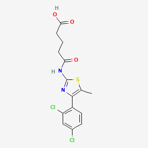 molecular formula C15H14Cl2N2O3S B4696292 5-{[4-(2,4-dichlorophenyl)-5-methyl-1,3-thiazol-2-yl]amino}-5-oxopentanoic acid 