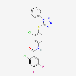 molecular formula C20H11Cl2F2N5OS B4696310 2-chloro-N-{3-chloro-4-[(1-phenyl-1H-tetrazol-5-yl)thio]phenyl}-4,5-difluorobenzamide 