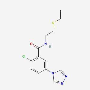 molecular formula C13H15ClN4OS B4696325 2-chloro-N-[2-(ethylthio)ethyl]-5-(4H-1,2,4-triazol-4-yl)benzamide 