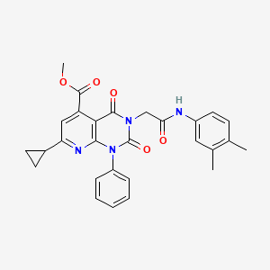 molecular formula C28H26N4O5 B4696359 methyl 7-cyclopropyl-3-{2-[(3,4-dimethylphenyl)amino]-2-oxoethyl}-2,4-dioxo-1-phenyl-1,2,3,4-tetrahydropyrido[2,3-d]pyrimidine-5-carboxylate 