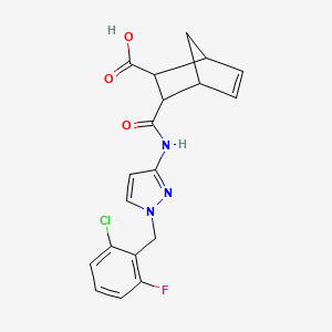 molecular formula C19H17ClFN3O3 B4696431 3-({[1-(2-chloro-6-fluorobenzyl)-1H-pyrazol-3-yl]amino}carbonyl)bicyclo[2.2.1]hept-5-ene-2-carboxylic acid 