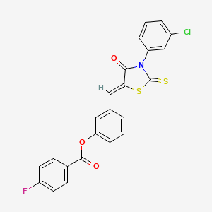 3-{[3-(3-chlorophenyl)-4-oxo-2-thioxo-1,3-thiazolidin-5-ylidene]methyl}phenyl 4-fluorobenzoate