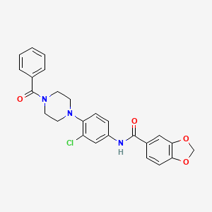 molecular formula C25H22ClN3O4 B4696553 N-[4-(4-benzoyl-1-piperazinyl)-3-chlorophenyl]-1,3-benzodioxole-5-carboxamide 