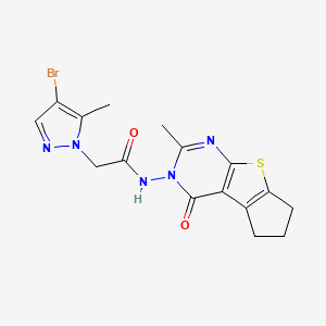 molecular formula C16H16BrN5O2S B4696555 2-(4-bromo-5-methyl-1H-pyrazol-1-yl)-N-(2-methyl-4-oxo-6,7-dihydro-4H-cyclopenta[4,5]thieno[2,3-d]pyrimidin-3(5H)-yl)acetamide 