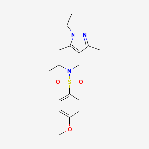molecular formula C17H25N3O3S B4696569 N-ethyl-N-[(1-ethyl-3,5-dimethyl-1H-pyrazol-4-yl)methyl]-4-methoxybenzenesulfonamide 