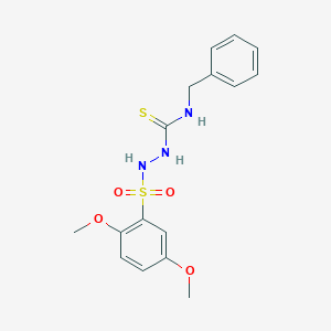 molecular formula C16H19N3O4S2 B4696596 N-benzyl-2-[(2,5-dimethoxyphenyl)sulfonyl]hydrazinecarbothioamide 