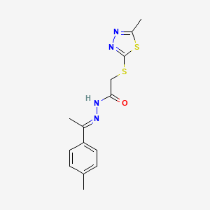 molecular formula C14H16N4OS2 B4696669 N'-[1-(4-methylphenyl)ethylidene]-2-[(5-methyl-1,3,4-thiadiazol-2-yl)thio]acetohydrazide 