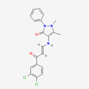 molecular formula C20H17Cl2N3O2 B4696722 4-{[3-(3,4-dichlorophenyl)-3-oxo-1-propen-1-yl]amino}-1,5-dimethyl-2-phenyl-1,2-dihydro-3H-pyrazol-3-one 