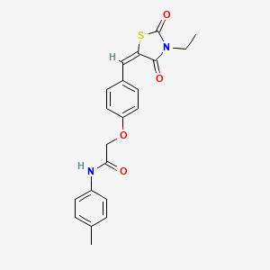2-{4-[(3-ethyl-2,4-dioxo-1,3-thiazolidin-5-ylidene)methyl]phenoxy}-N-(4-methylphenyl)acetamide
