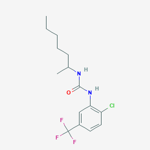 molecular formula C15H20ClF3N2O B4696786 N-[2-chloro-5-(trifluoromethyl)phenyl]-N'-(1-methylhexyl)urea 