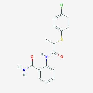 molecular formula C16H15ClN2O2S B4696787 2-({2-[(4-chlorophenyl)thio]propanoyl}amino)benzamide 