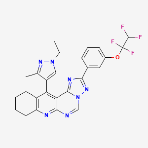 molecular formula C26H23F4N7O B4696796 12-(1-ethyl-3-methyl-1H-pyrazol-4-yl)-2-[3-(1,1,2,2-tetrafluoroethoxy)phenyl]-8,9,10,11-tetrahydro[1,2,4]triazolo[1',5':1,6]pyrimido[4,5-b]quinoline 