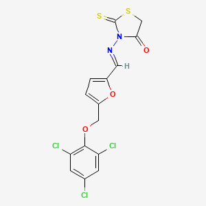 molecular formula C15H9Cl3N2O3S2 B4696840 2-thioxo-3-[({5-[(2,4,6-trichlorophenoxy)methyl]-2-furyl}methylene)amino]-1,3-thiazolidin-4-one 
