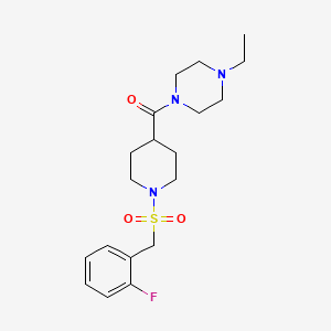 molecular formula C19H28FN3O3S B4696847 1-ethyl-4-({1-[(2-fluorobenzyl)sulfonyl]-4-piperidinyl}carbonyl)piperazine 