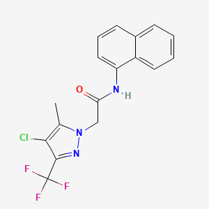 molecular formula C17H13ClF3N3O B4696871 2-[4-chloro-5-methyl-3-(trifluoromethyl)-1H-pyrazol-1-yl]-N-1-naphthylacetamide 