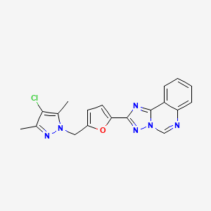 molecular formula C19H15ClN6O B4696895 2-{5-[(4-chloro-3,5-dimethyl-1H-pyrazol-1-yl)methyl]-2-furyl}[1,2,4]triazolo[1,5-c]quinazoline 
