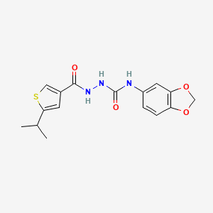 molecular formula C16H17N3O4S B4696901 N-1,3-benzodioxol-5-yl-2-[(5-isopropyl-3-thienyl)carbonyl]hydrazinecarboxamide 
