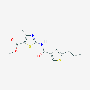 molecular formula C14H16N2O3S2 B4696936 methyl 4-methyl-2-{[(5-propyl-3-thienyl)carbonyl]amino}-1,3-thiazole-5-carboxylate 