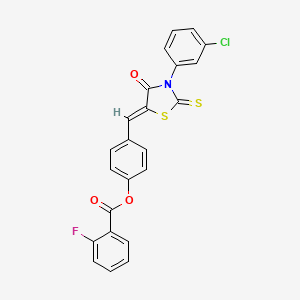 4-{[3-(3-chlorophenyl)-4-oxo-2-thioxo-1,3-thiazolidin-5-ylidene]methyl}phenyl 2-fluorobenzoate