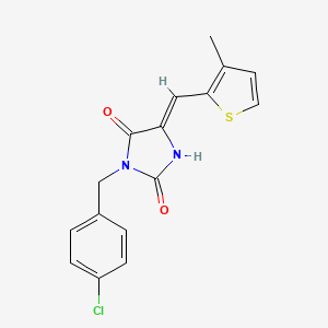 molecular formula C16H13ClN2O2S B4696965 3-(4-chlorobenzyl)-5-[(3-methyl-2-thienyl)methylene]-2,4-imidazolidinedione 