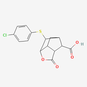 2-[(4-chlorophenyl)thio]-5-oxo-4-oxatricyclo[4.2.1.0~3,7~]nonane-9-carboxylic acid