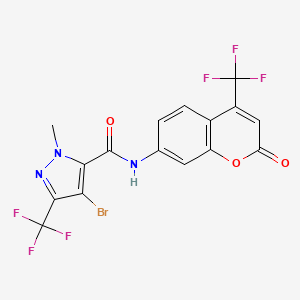 4-bromo-1-methyl-N-[2-oxo-4-(trifluoromethyl)-2H-chromen-7-yl]-3-(trifluoromethyl)-1H-pyrazole-5-carboxamide