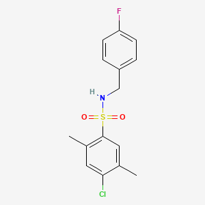 molecular formula C15H15ClFNO2S B4697138 4-chloro-N-(4-fluorobenzyl)-2,5-dimethylbenzenesulfonamide 