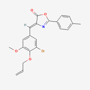 molecular formula C21H18BrNO4 B4697147 4-[4-(allyloxy)-3-bromo-5-methoxybenzylidene]-2-(4-methylphenyl)-1,3-oxazol-5(4H)-one 